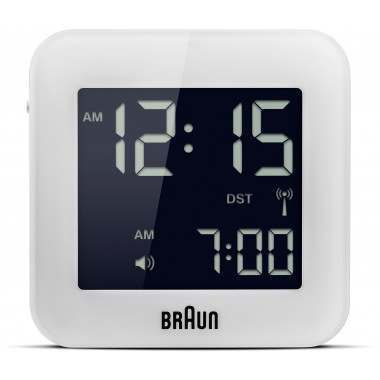 Braun BNC008 White Global Radio Controlled Travel Alarm Clock